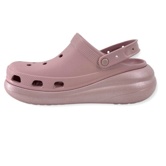 Crocs Classic Crush Shimmer Clogs Clay Pink Mens Size 12 Chunky Platform - Picture 3 of 6